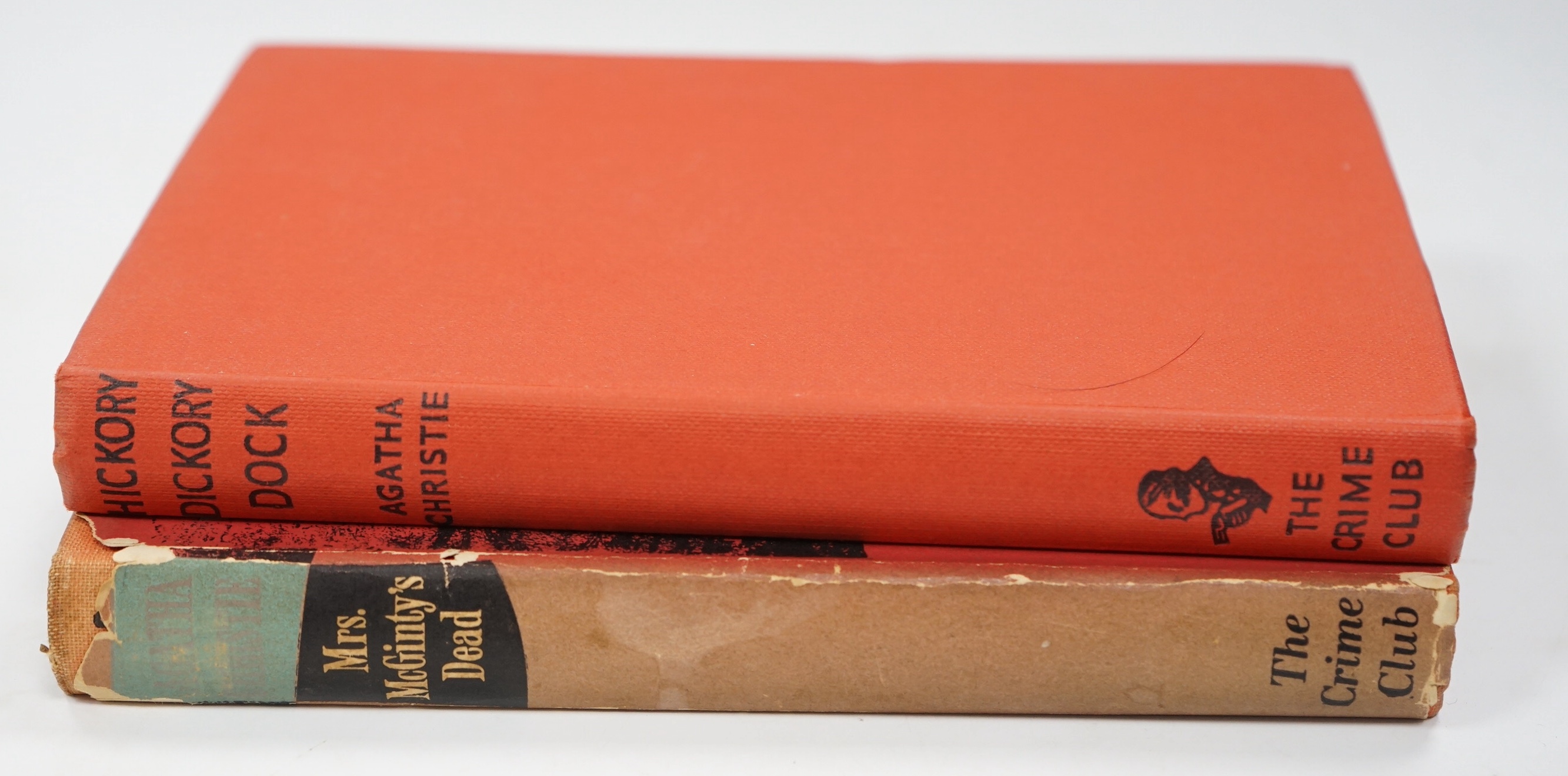 Christie, Agatha - 2 works, Mrs McGinty’s Dead, 1st English edition, 8vo, 4pp. of advertisements, red cloth with black letter, in clipped d/j, The Crime Club, London, 1952 and Hickory Dickory Dock, 1st edition, 8vo, ink